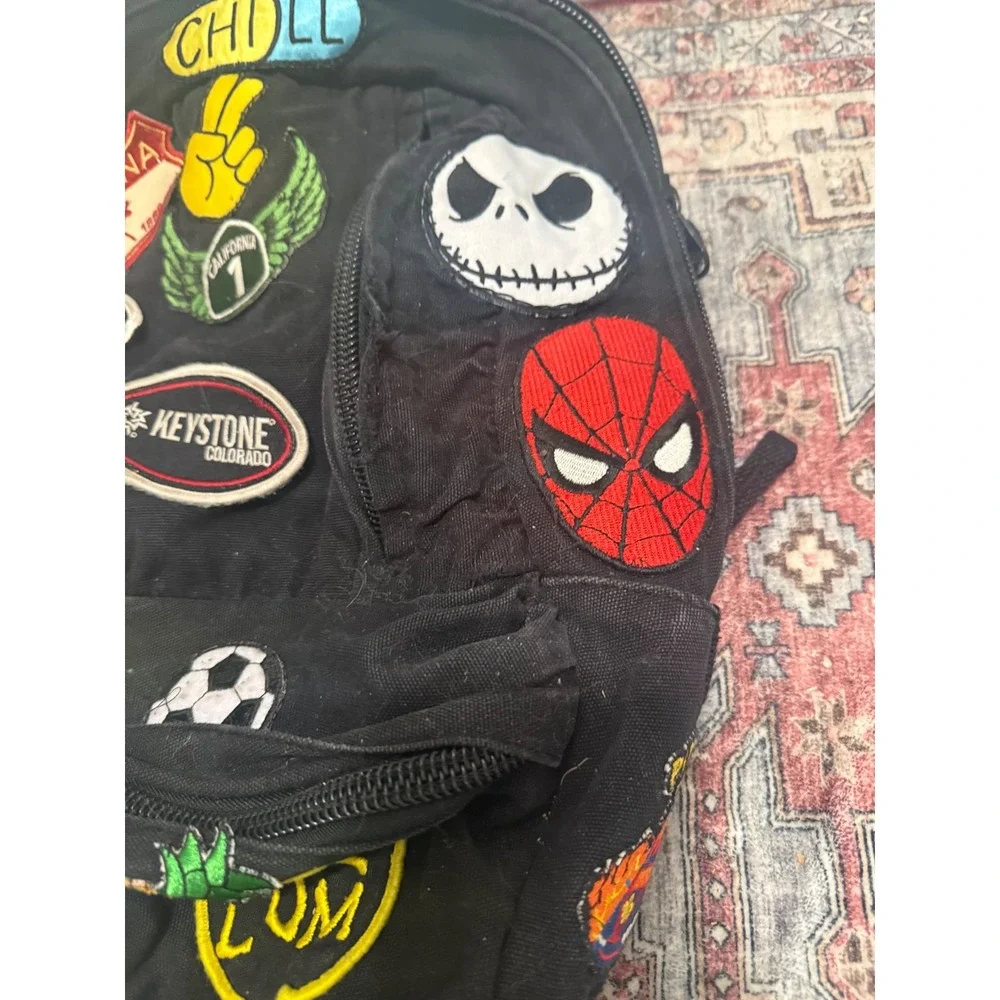 Black Backpack Patches Jack Skellington‎ Spiderman Transformers California